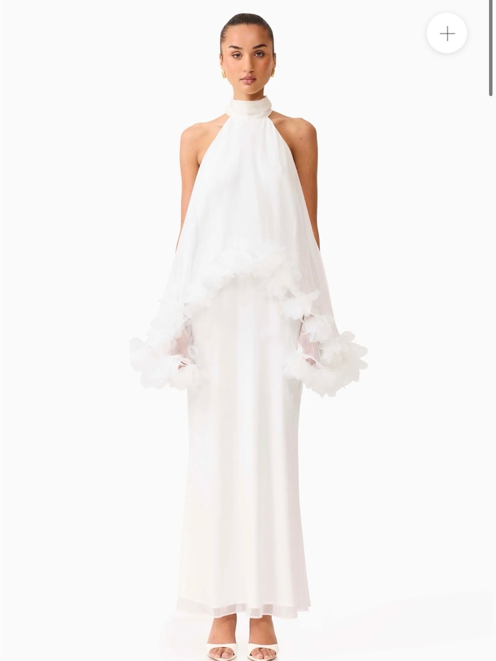 White Halter Ruffle-Trim Maxi Dress - Picture 2 of 5